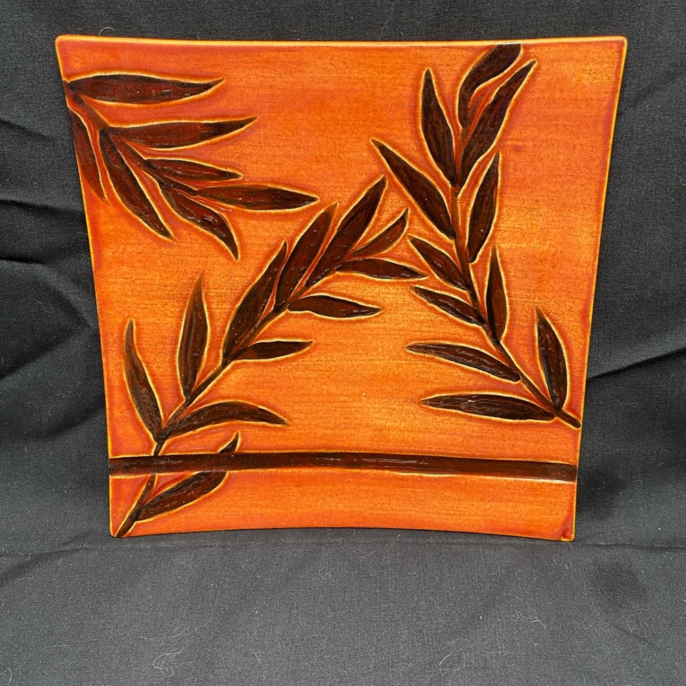 Bamboo Signed Artist Designed Pottery Plate